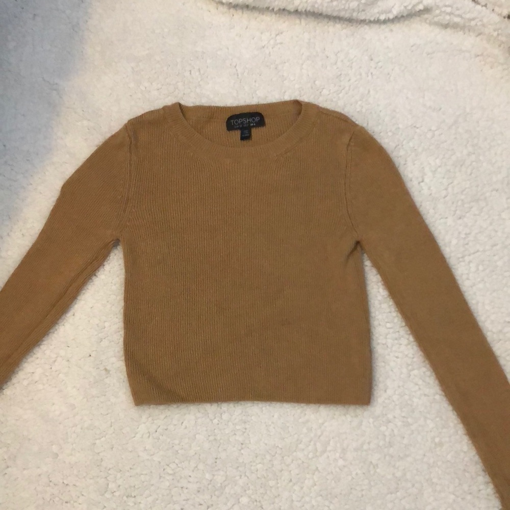 Mustard Ribbed Long Sleeve Crop Top | Topshop